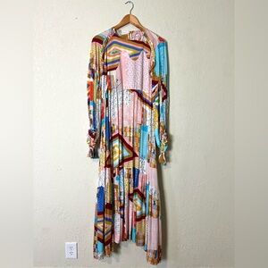 Asha Eleven Long Sleeve Tiered Maxi Patchwork Artsy Kilifi Dress
